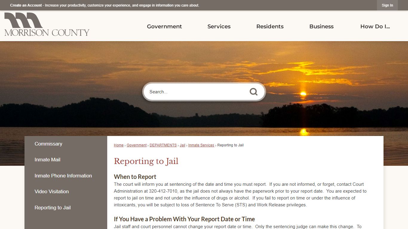 Reporting to Jail | Morrison County, MN